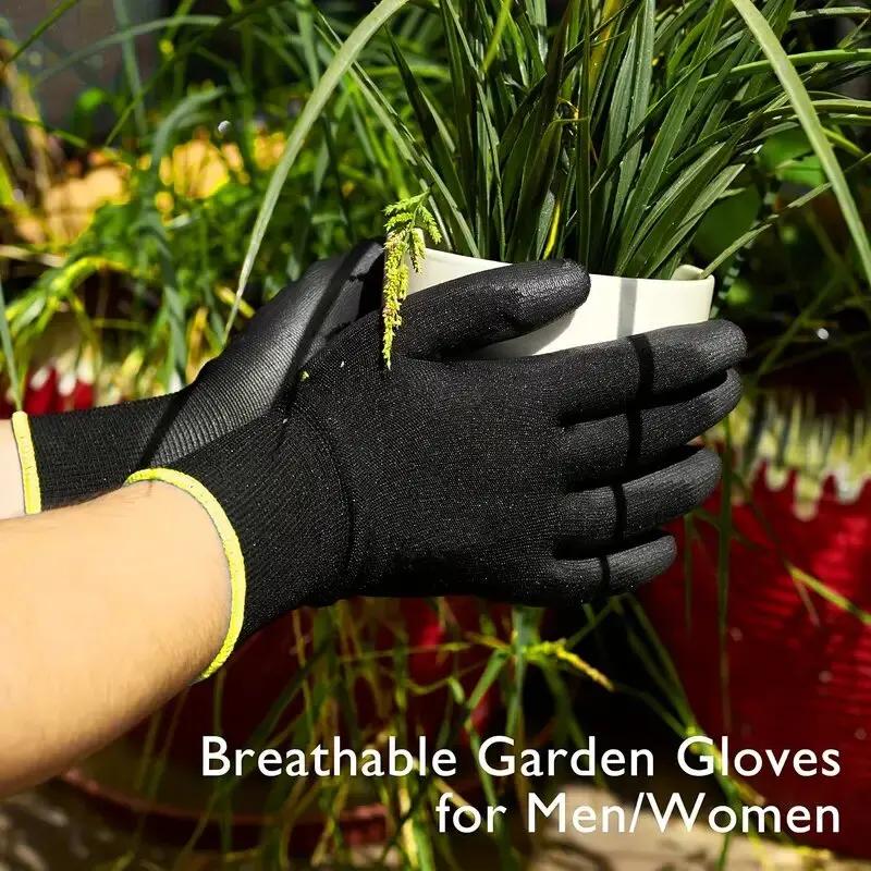 20 個黒 PU コーティングされた手袋ナイロンポリウレタン手袋ノンスリップ耐久性通気性木工屋外作業自動車修理