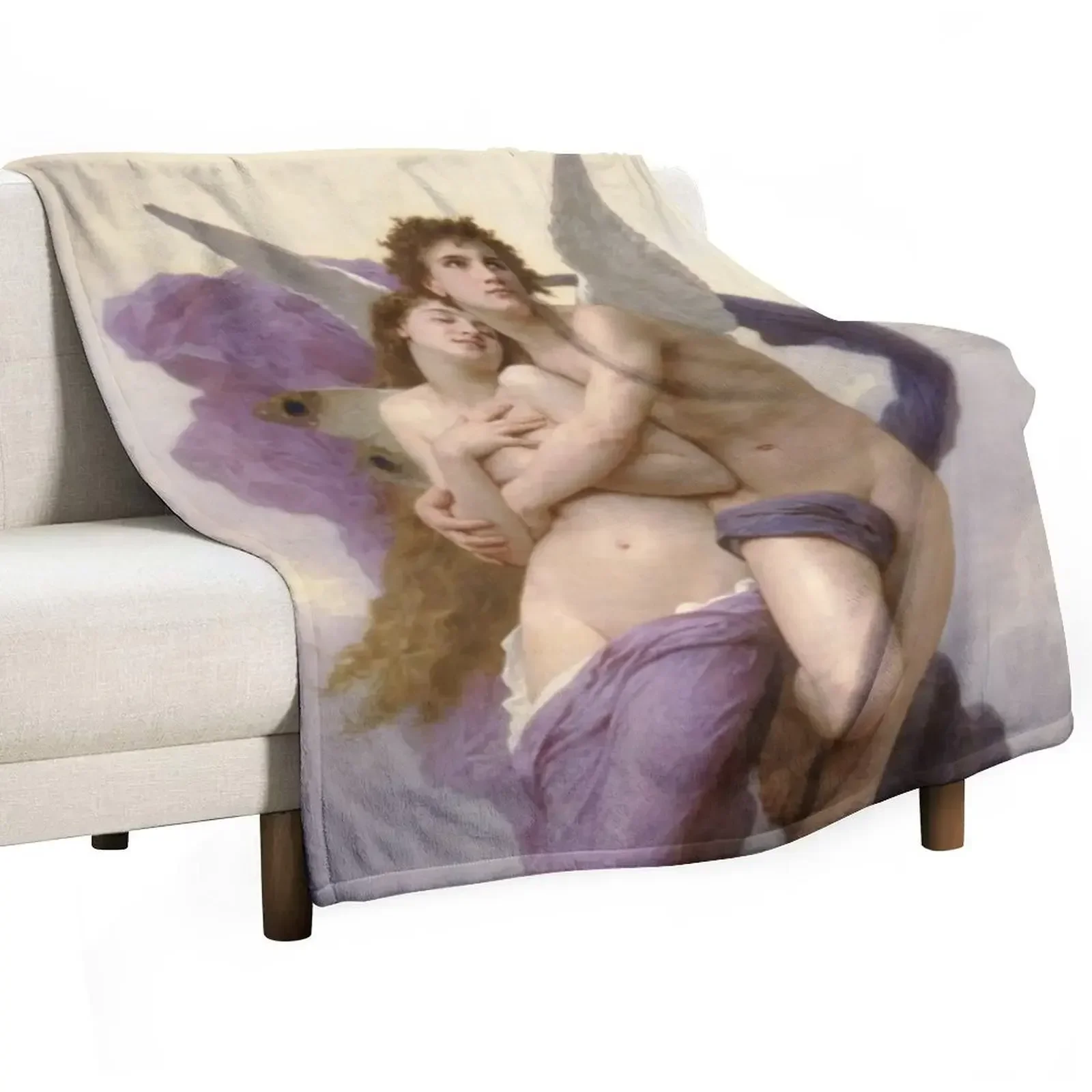 Le ravissement de Psyche angel - William Adolphe Bouguereau Throw Blanket Sofa Throw Bed covers blankets and throws Blankets