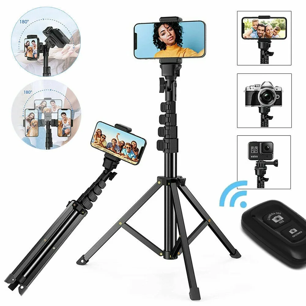 1,6M Handy-Stativ & Selfie-Stick mit Kabelloser Fernbedienung und Handyhalterung, Kompatibel mit iPhone und Android für Selfies, Videoaufnahmen und Live-Streaming