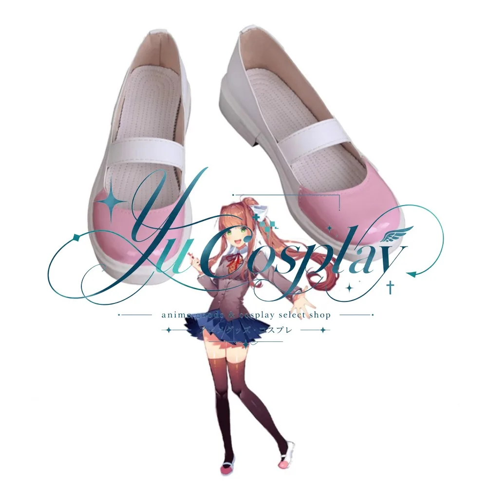 Monika Cosplay Shoes Anime Visual Novel Character Boots Custom Made for Convention Roleplay Performance