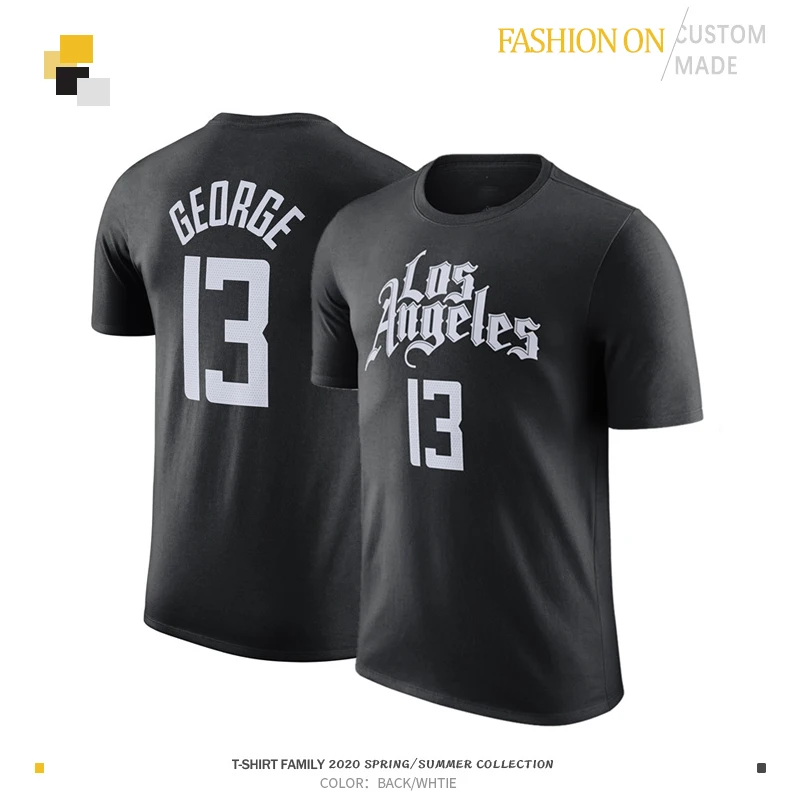 2024 Summer Paul George Basketball Short Sleeve T-Shirt Men\'s Clippers No. 13 PG Sports and Leisure Cotton T-Shirt Jerseys