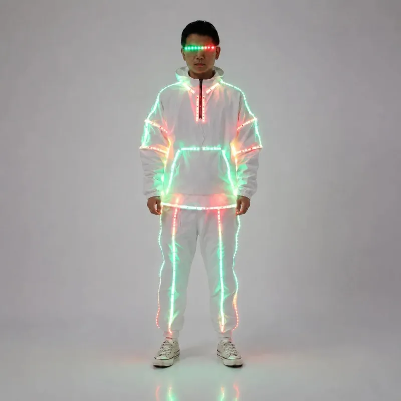 LED Glowing Robot Suit Rave Party Nightclub Outfit Dance Bar Stage Performance Costume Singer DJ Suit Halloween Cosplay Clothing