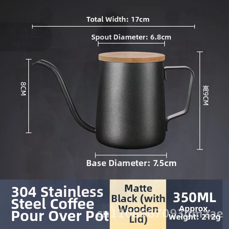 

Ручной горшок для кофе из нержавеющей стали с тефлоновым покрытием, мини-черный чайник с тонким горлышком для приготовления эспрессо, национальный трендовый стиль