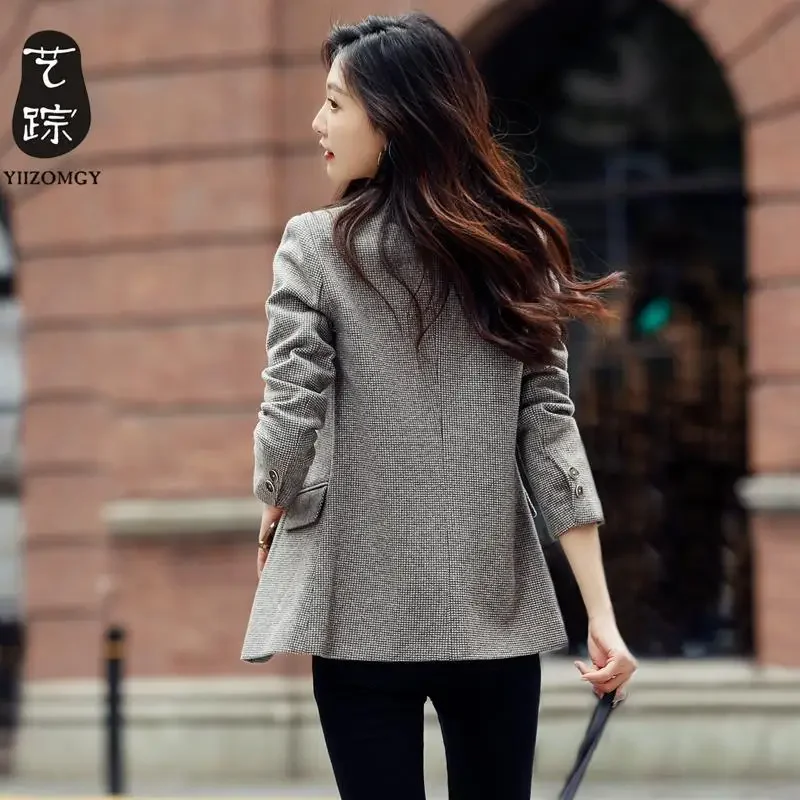 

Temperament Small Suit Top British Style Wool Suit Jacket for Women New Korean Version Casual and Fashionable