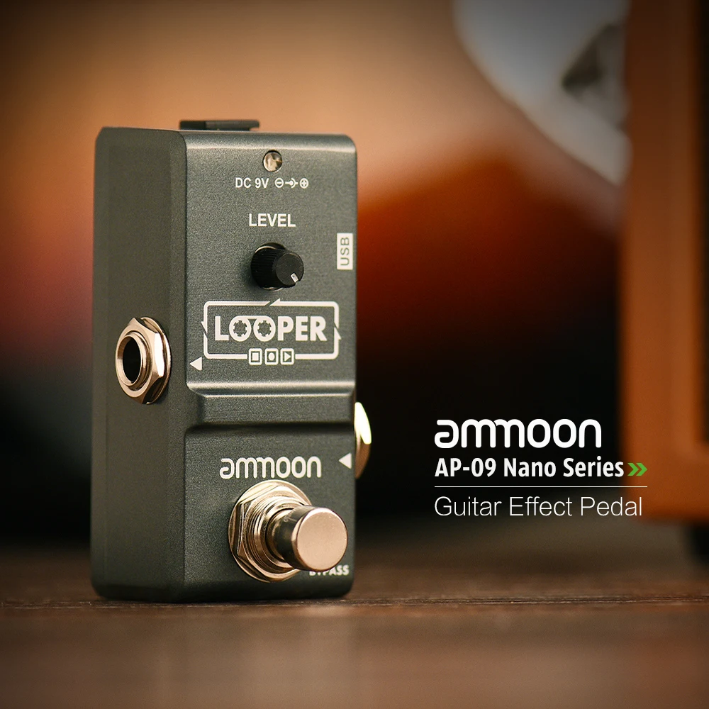 ammoon AP-09  Nano Loop Electric Guitar Effect Pedal Looper True Bypass Unlimited Overdubs 10 Minutes Recording with USB Cable