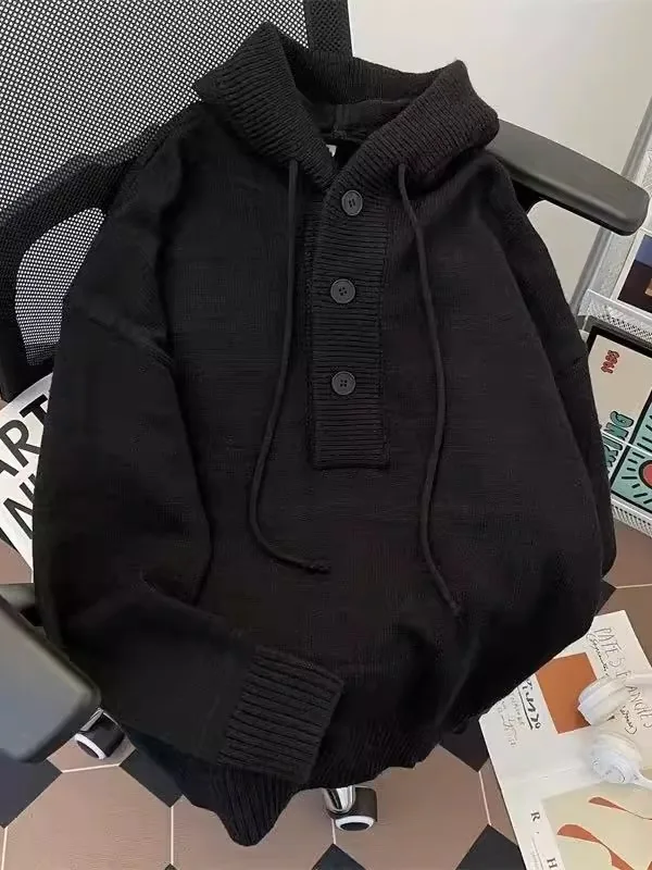 

Мужской свободный свитер-худи из трикотажа, зимний повседневный, для пар, больших размеров, удобный, мягкий, из полиэфирного волокна