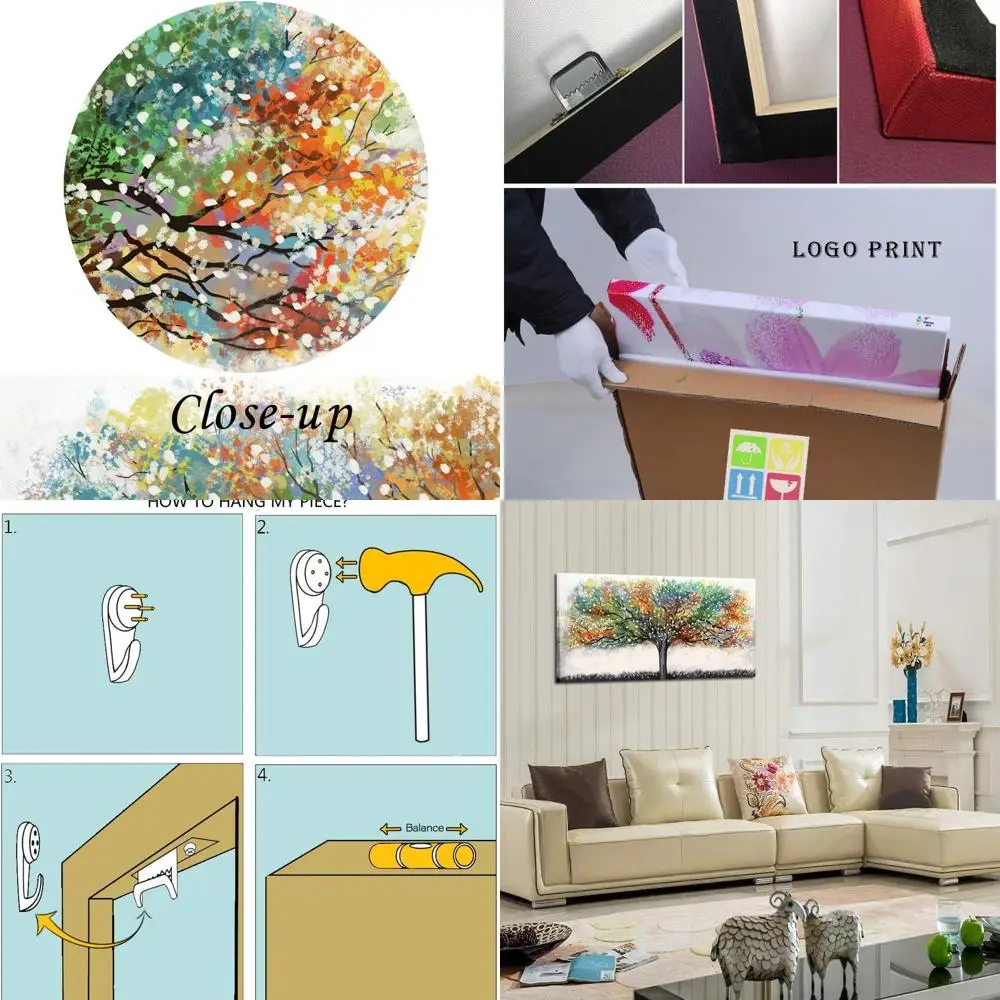 

Colorful Tree Landscape Artwork - Modern Abstract Canvas Wall Decor for Living Room, 20x40 inches