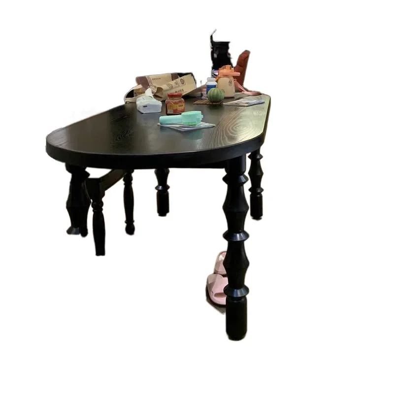 

American all solid wood dining table and chair combination, retro French log dining table