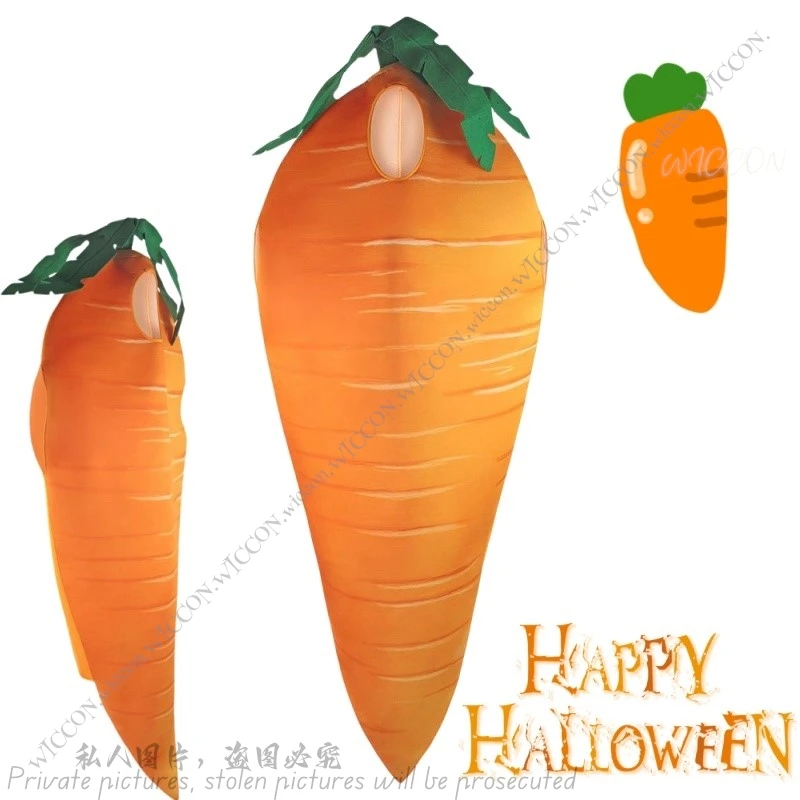 Halloween Carrot Cosplay Costume Party Vegetable Food Cos Costume Masquerade Festivals Fancy Disguise Carrot Cartoon Role Play