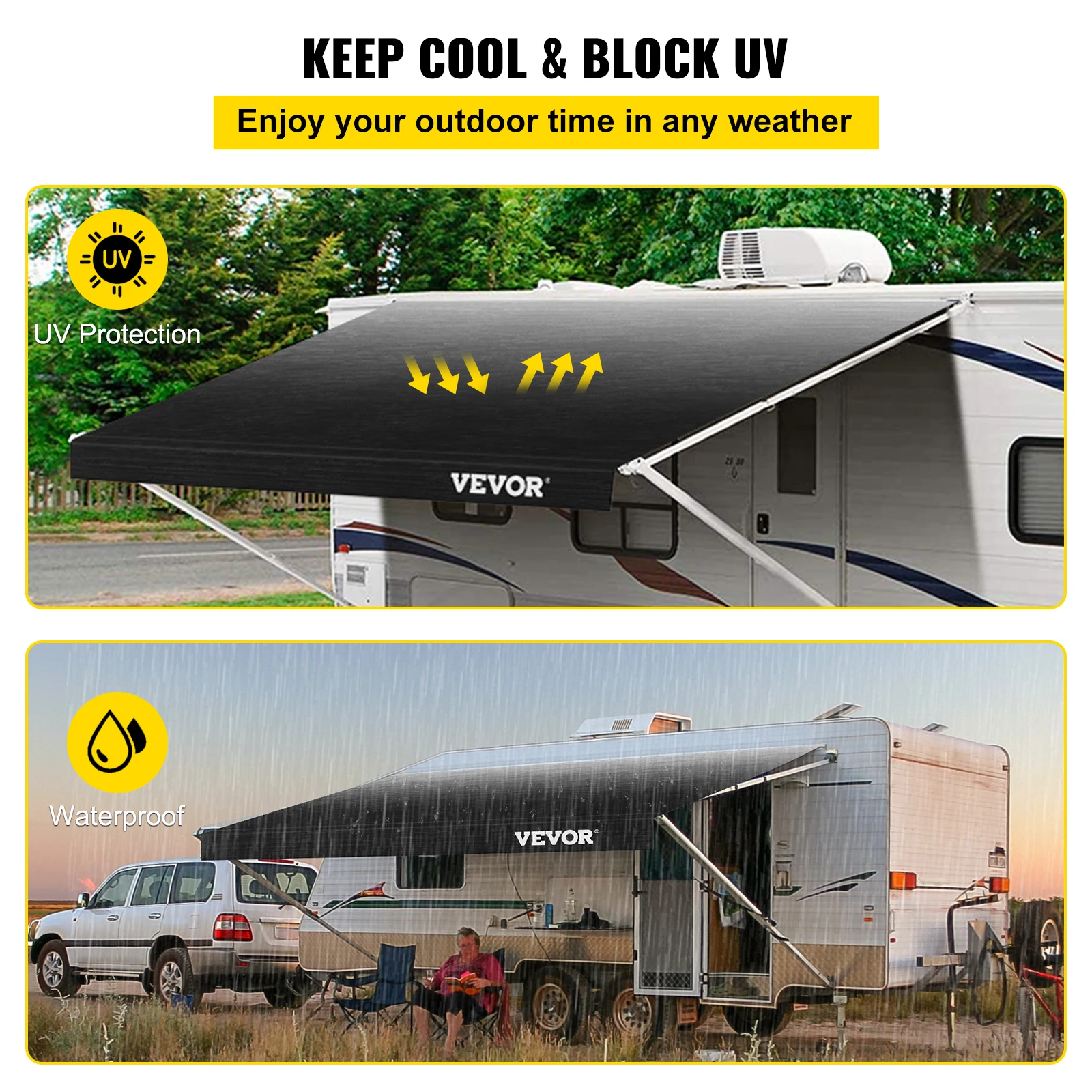 VEVOR auto riparo ombra 16-21Ft RV tenda da campeggio lato auto tetto tenda tenda impermeabile UV portatile pioggia baldacchino per Camper rimorchio