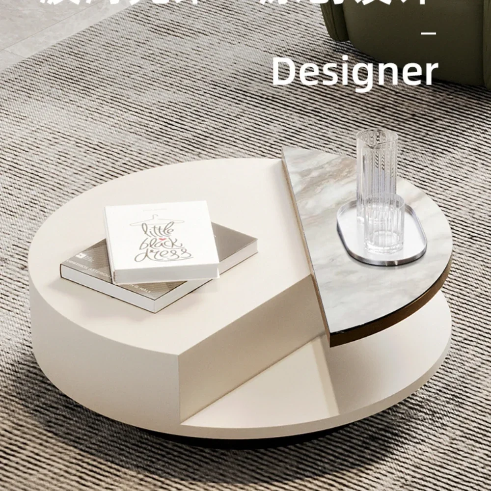 

Легкий роскошный журнальный столик для гостиной из натурального мрамора, усовершенствованный круглый чайный столик с ящиком