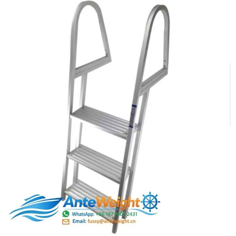 Aluminum Fixed Ladder 3 Step Boat Ladder Marine Dock Ladder With Handrails