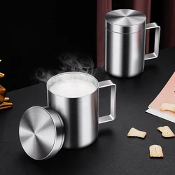 Heat Insulating LFGB Certificate 316 Stainless Steel Mug Water Cup Never Broken Mark Cup Dustproof Office Tea Milk Cup with Lid