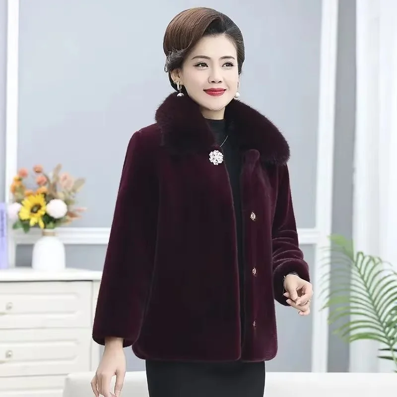 

Middle-Aged Elderly Mothers Resemble Fur Coat Women Mink Coat Winter Thick Outwear High-Grade Mink Fur Jacket Ladies Short Tops