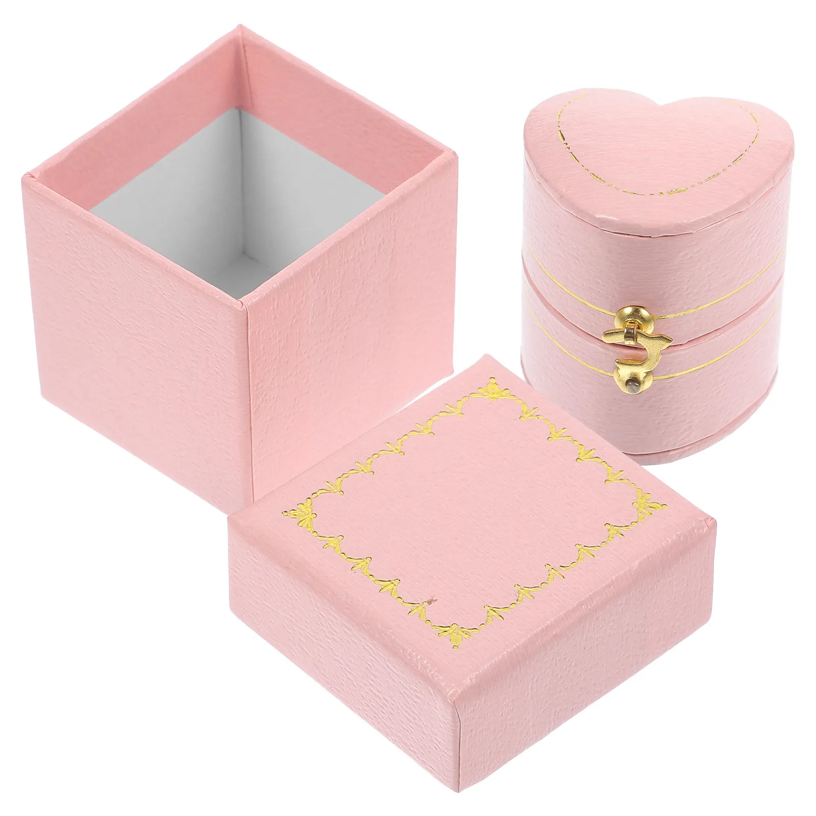 

1Set Heart Shaped Ring Box Diamond Design Practical Engagement Wedding Ring Holder Jewelry Gift Storage Heart Shaped Jewelry Box