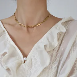 316l Stainless Steel Chain Collar Necklace 18K PVD Plated Waterproof Personalized Metal Stylish Jewelry Accessories Gift
