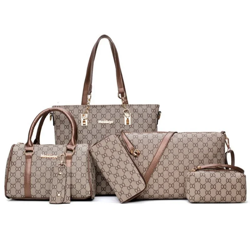 Luksusowe torebki damskie torby designerskie wysokiej jakości skórzane torebki damskie torebka torba na ramię i torba Crossbody 6 częściowy zestaw