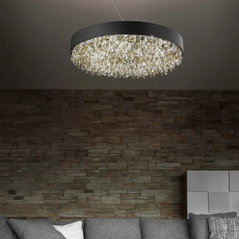 Modern  Light Fixtures Indoor Living Room hang Lamp Modern Round Led Crystal Luxury