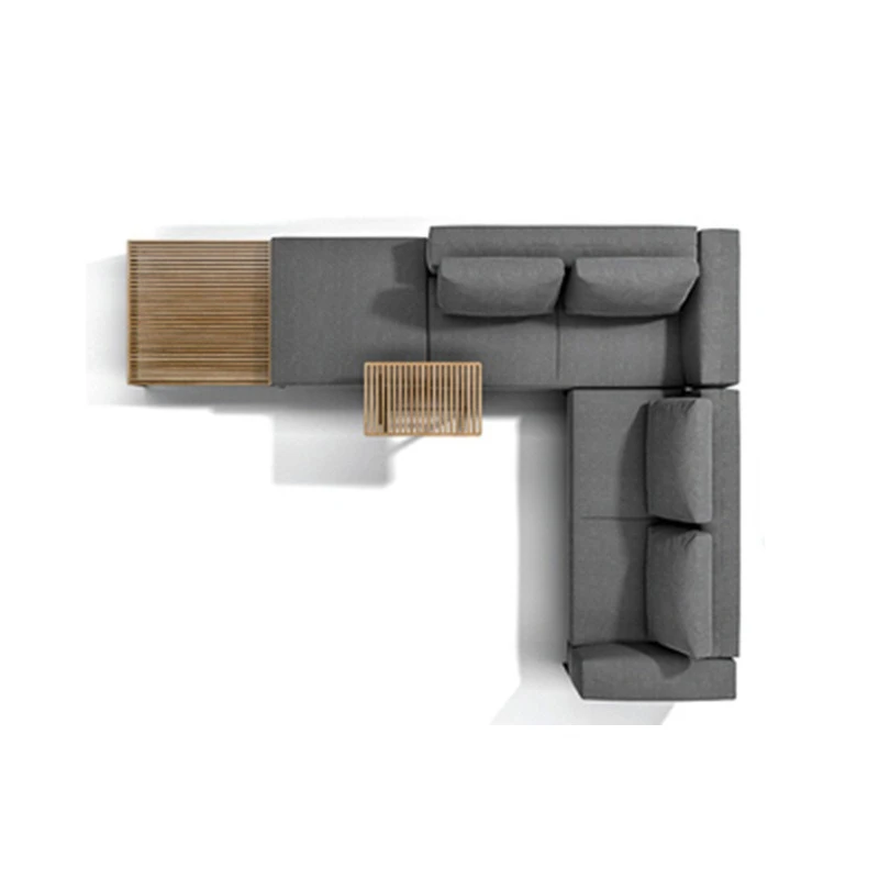 

Nordic outdoor solid wood sofa courtyard outdoor terrace rattan chair coffee table combination resort modern furniture