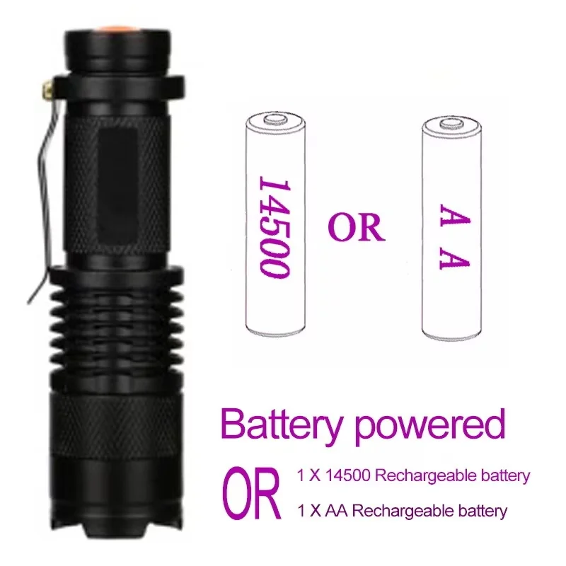 Mini UV LED Flashlight 395nm Black Light Zoomable Ultraviolet Flashlight Pet Urine Anti-counterfeiting Bill Feminine Hygiene Det image 5