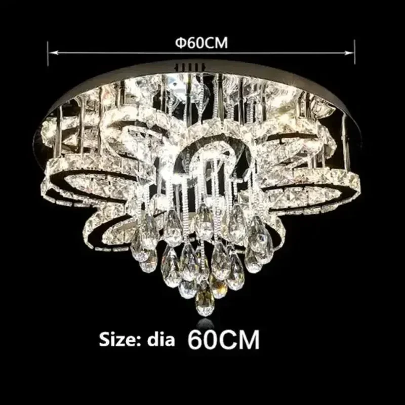 Modern living room infinitely adjustable smart crystal lamp circular LED lamp bedroom and dining room ceiling lamp - Image 5