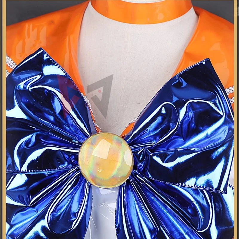 New Anime Aino Minako Sailor Venus Cosplay Costume Leather Skirt Jumpsuit Gloves Necklace Set Custom Made