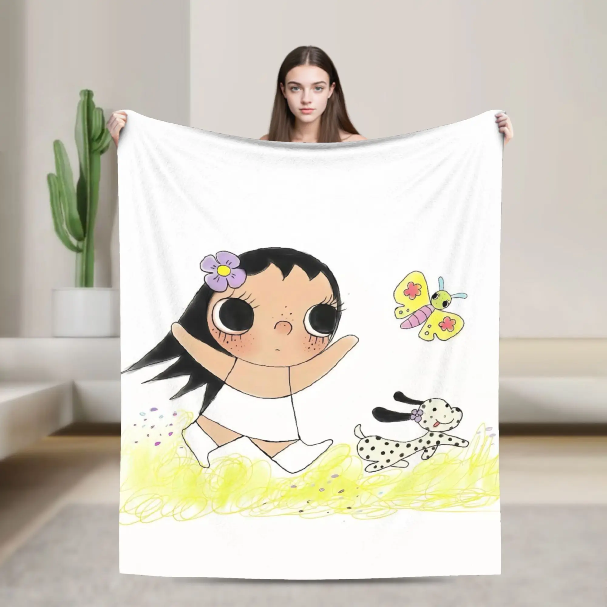 YUY  Blanket Cute Xiaoyu Manga Girl  Fleece Awesome Warm Throw Blankets for Coverlet Textile Decor,