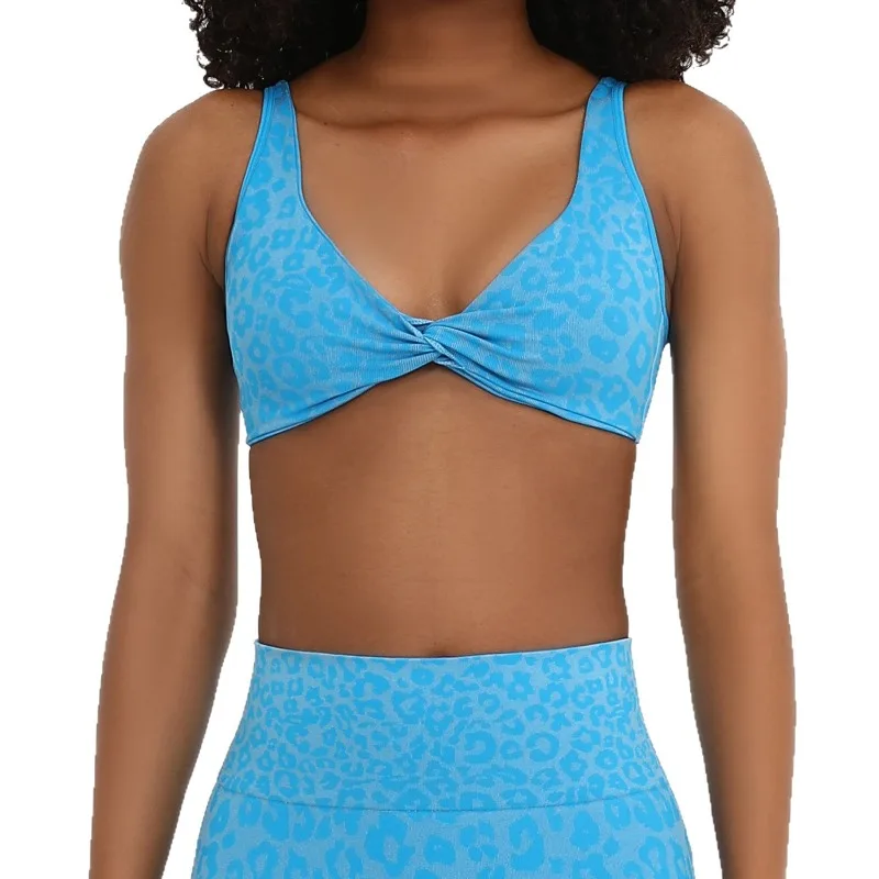 ​​Summer Leopard Print Sports Bra Women Bow Yoga Top Elastic Swim Fitness Crop Tank Sex Workout Bralette Quick Dry Activewear​​