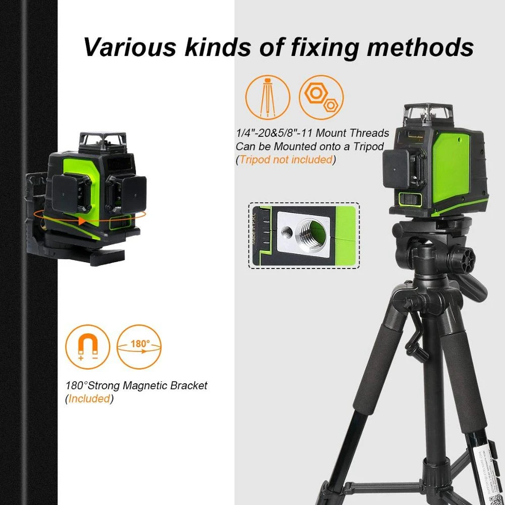 Self-leveling Laser With Rechargeable Lithium Battery,Outdoor Pulse Mode Green Beam 3D Laser Level