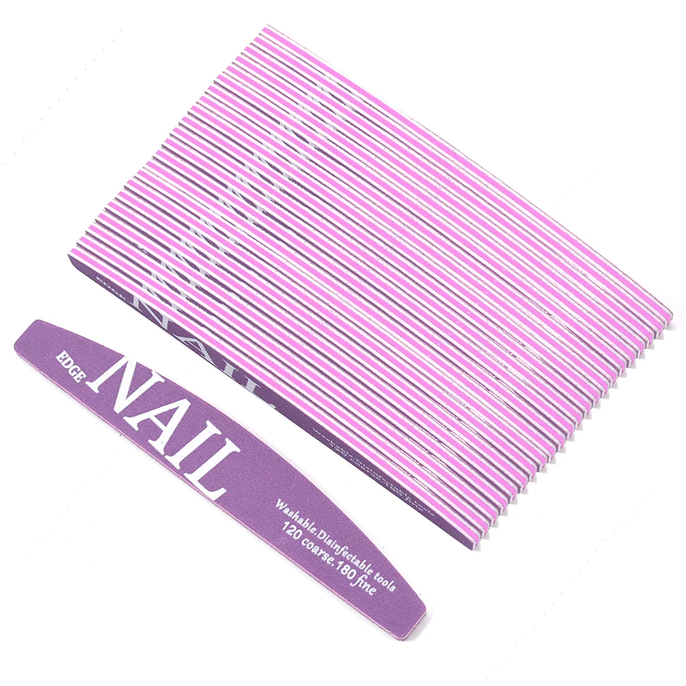 

50Pcs Strong Sandpaper Nails File Professional 120 180 Grit Purple Boat Shape Sanding Files For Manicure Pedicure Nail Art Tools