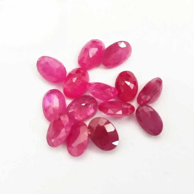 

Colored Gemstone Natural Burmese Unburned Ruby Egg-shaped Loose Stone 18K Gold High-end Jewelry Inlaid Matching Stone