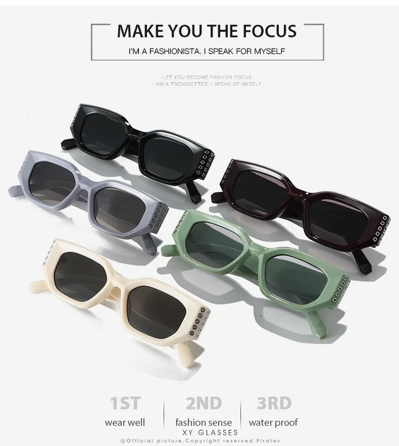 2026 Kleine Rechteckige Sonnenbrille für Damen mit Kreisverzierung, Europäischer Hip-Hop-Stil, Modische Straßenmode, UV400-Schutz – Detail 3