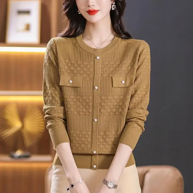 

Women's Spring Autumn New Pullovers Pullovers O-Neck Knitted Sweaters Fashion Jacquard Weave Loose Casual Long Sleeve Tops
