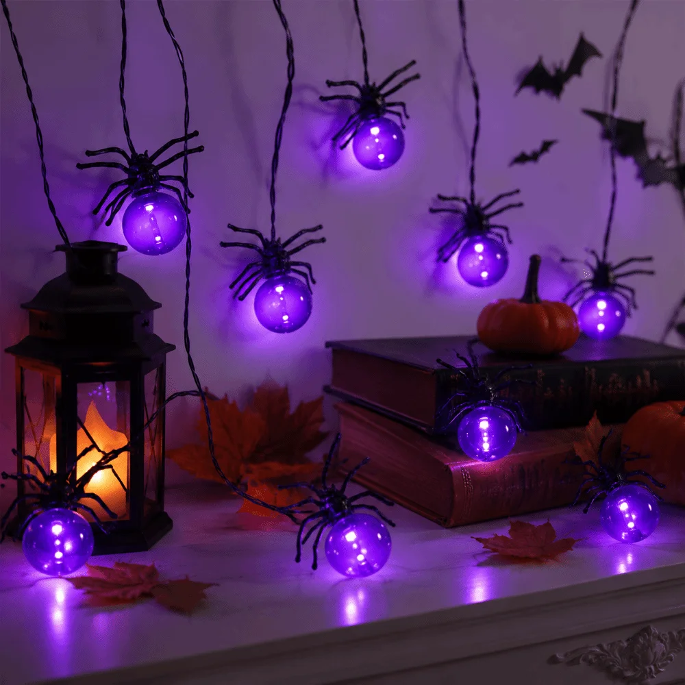 3meters 20 LED Spider String Lights Indoor Outdoor Funny Spider LED Lights Home Decorations Halloween Lamp String