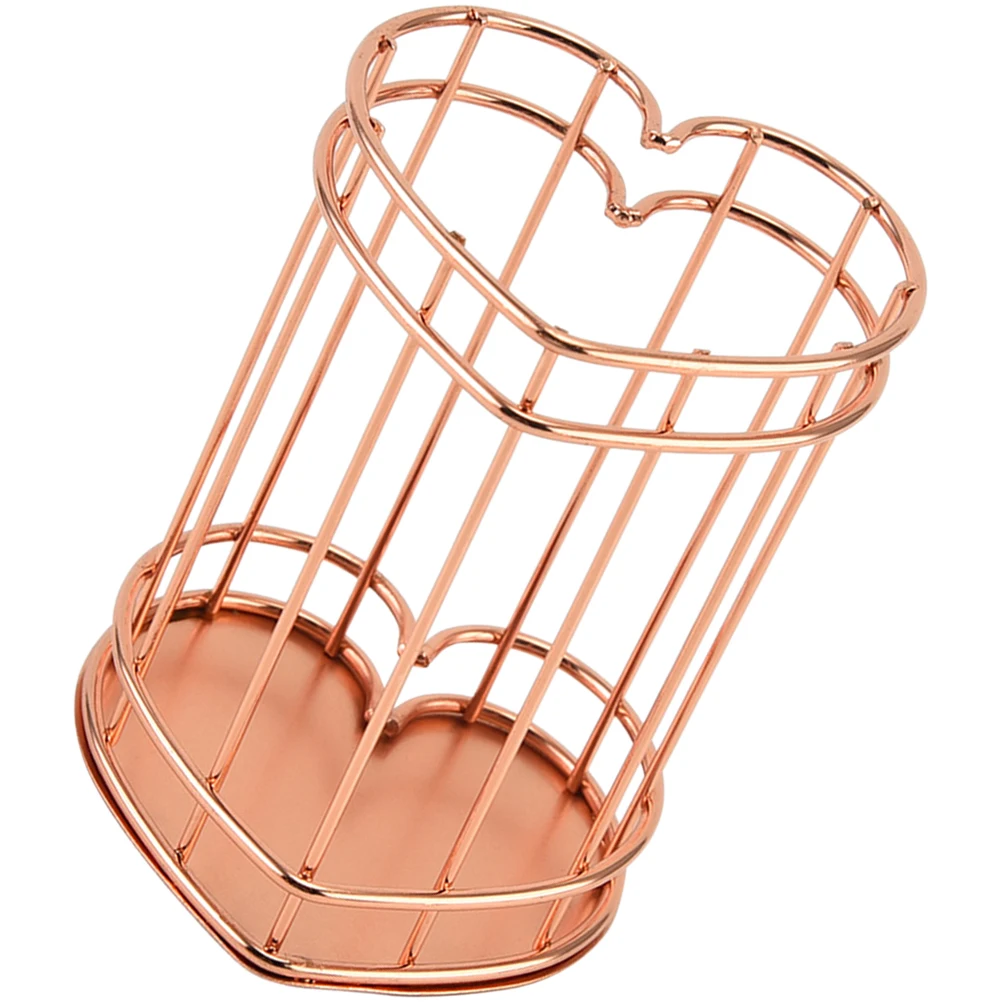

Heart Shaped Pen Holder Metal Desk Organizer Rose Gold Wire Office Supplies Stationery Bucket Pencil Storage Makeup Brush Holder