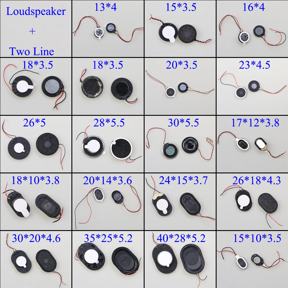 

1x Round Loudspeaker 13mm 15mm 17 18 20 23 26mm 28 30 35 40 mm Buzzer Ringer Sound Speaker Replacement For Cell Phone + Two Line