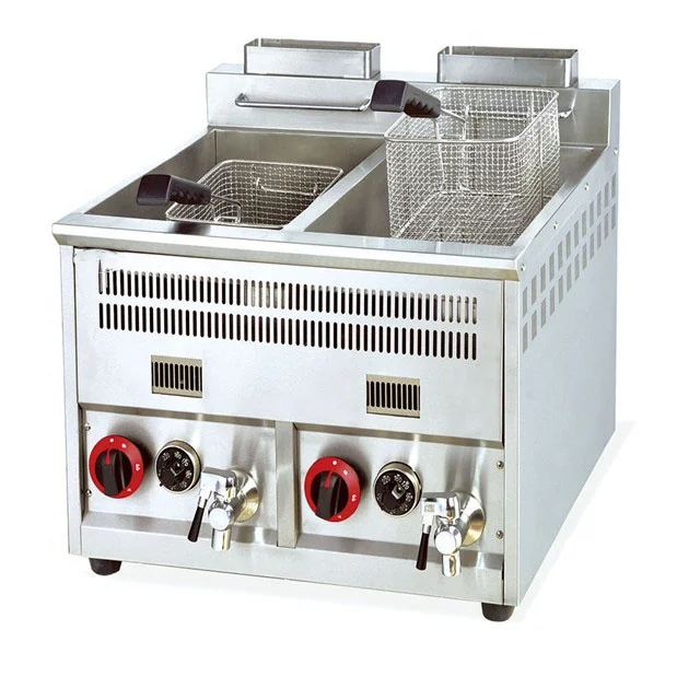

Hot Sales Wholesale 2 Tank Gas Stainless Steel Commercial Grade Restaurant Use Counter Top Electric/Gas Motor Deep Fryer French