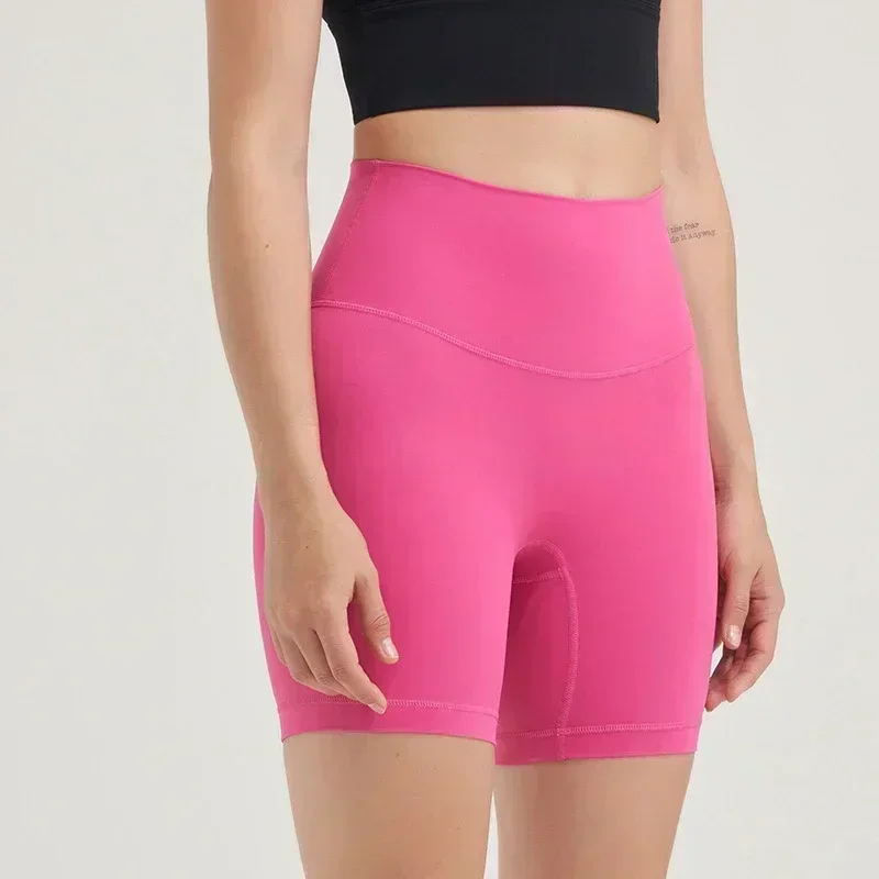 Lemon Yoga Shorts Running Fitness Bike High Rise Back Waist Shorts Women Stretchy Shorts Sports Workout Leisure Yoga Gym Short