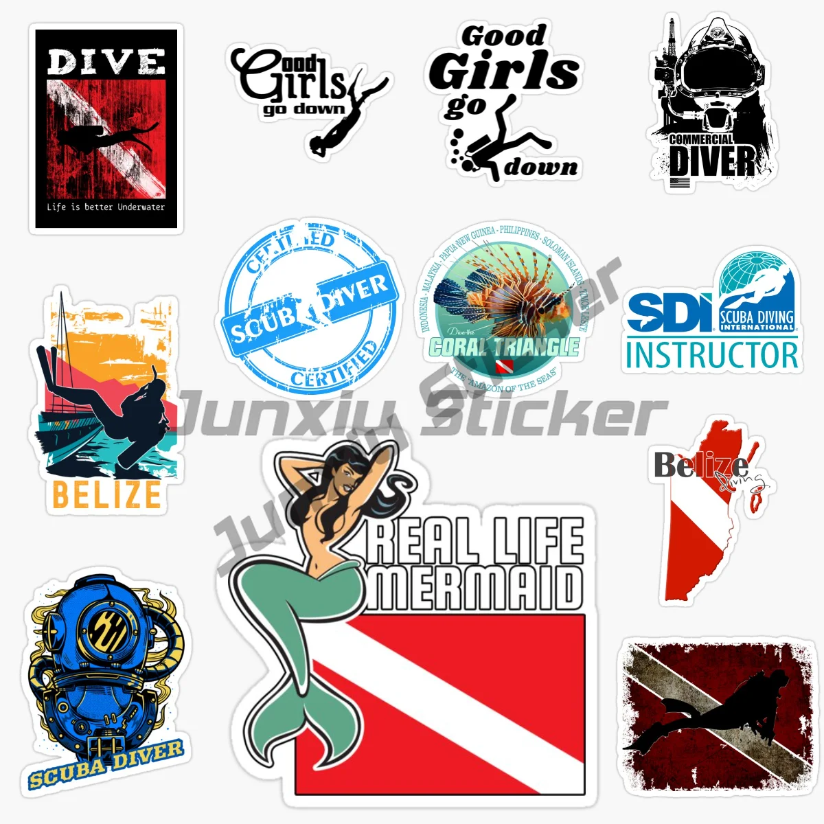 

Scuba Diving Stickers Diver Down Shark Sticker Scuba Dive Flag Decals Rescue Diver Certified Diving Weatherproof UV Stickers