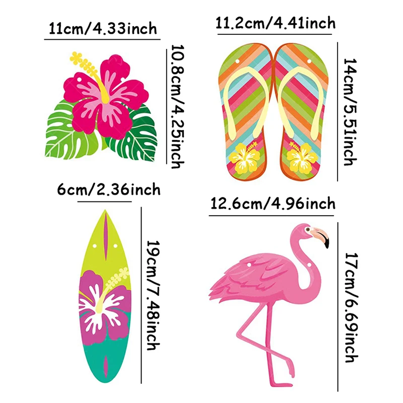Color Hawaiian Decoration Banner Summer Beach Garlands Flamingo Flower Bird Birthday Paper Garland Happy Aloha Luau Party Banner