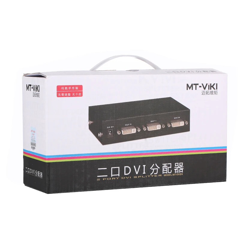 MT-VIKI 2 Port HD DVI splitter computer monitor projector splitter 1 in 2 out Resolution 1920*1080P MT-DV2H