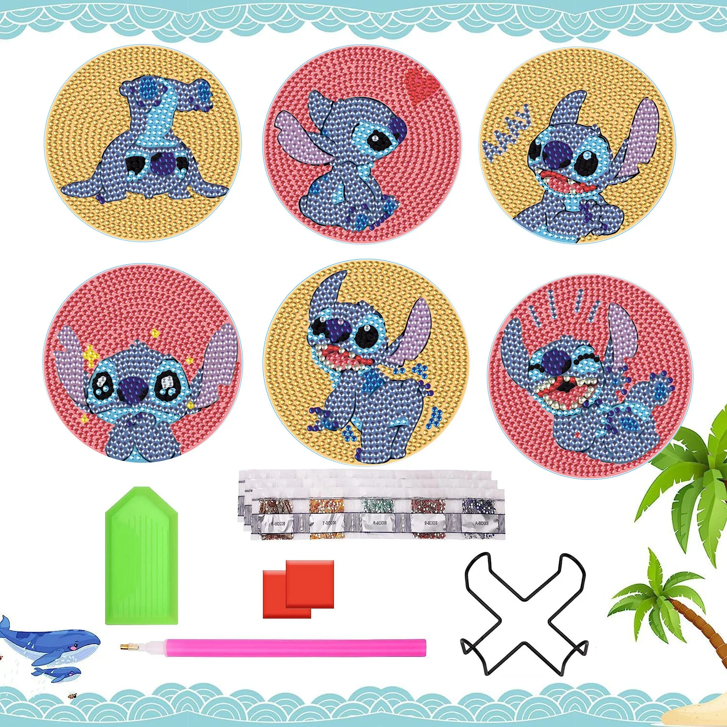Anime Yoda Alien dog DIY Diamond Painting Coaster Cartoon Mosaic Drink Cup Pad Table Placemat Kids Gift