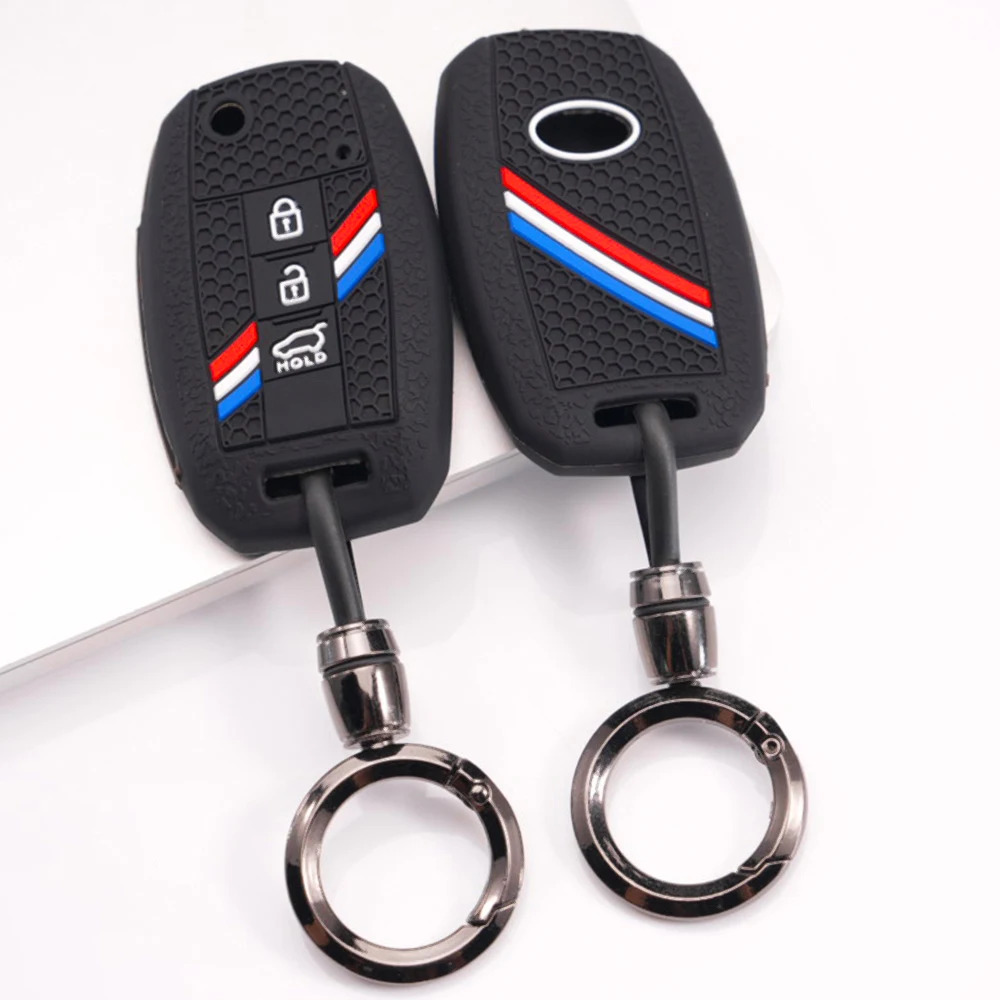 Key Case Cover With Keychain For Kia K2 Rio K3 K5 Sportage Sorento Soul Cerato Optima Seltos Stonic Carnival Pegas Precise Fit