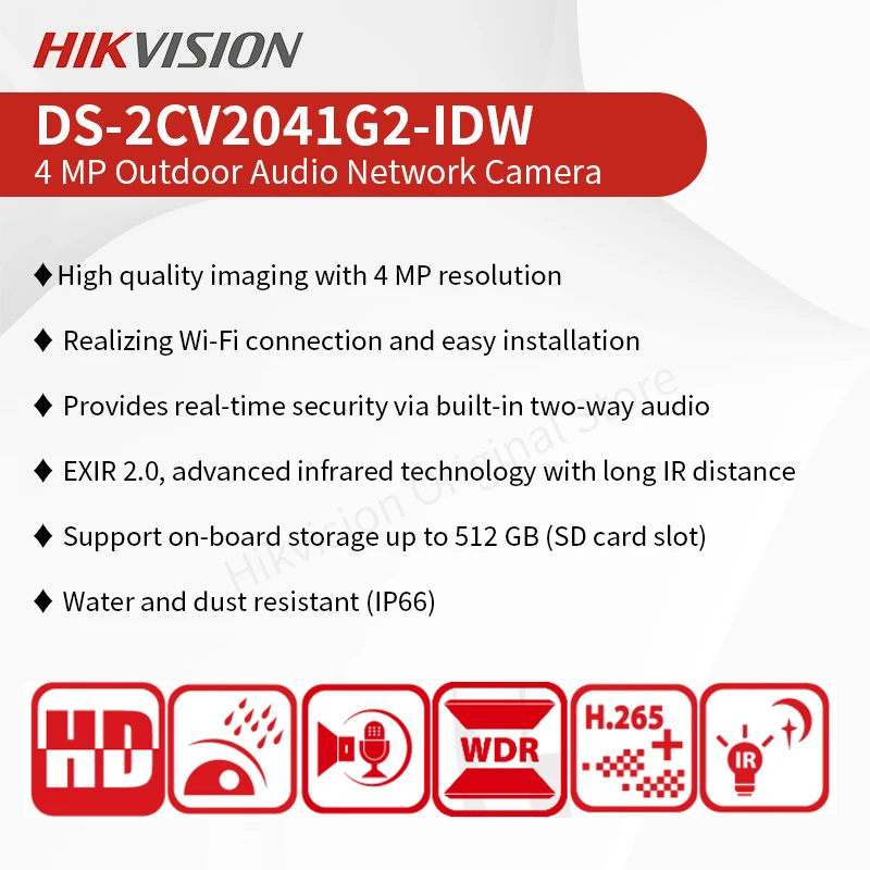 Imagem -02 - Hikvision-câmera Bullet Outdoor sem Fio Detecção de Movimento com Porta de Rede Rj45 Slot para Cartão sd ir Wifi Áudio Bidirecional 2k Cctv