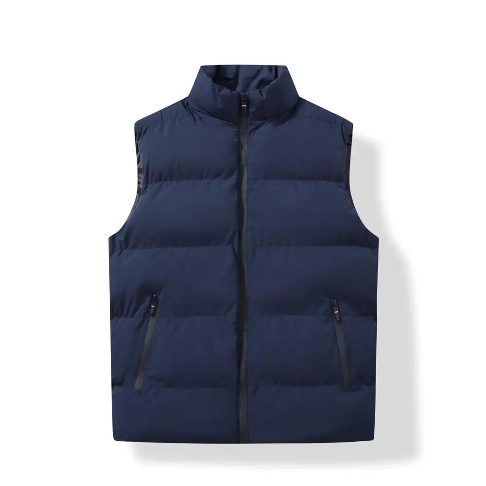Cheap Durable down Vest Men's Autumn Winter Warmth Sleeveless Stand Collar Casual Shoulder Pad Jacket Youth Fashion Style