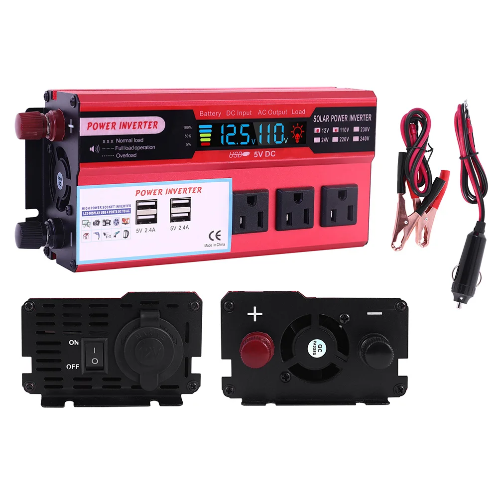 

Автомобильный инвертор 5000 Вт, чистая синусоида, солнечный, 60 Гц, с ЖК-дисплеем, преобразователь DC 12В в AC 220В, портативный источник питания