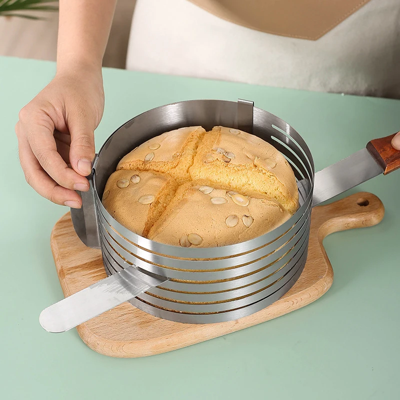 Adjustable Round Cake Cutter, Stainless Steel, Bread Slicer, 6 Layers, Mousse Ring Mould, Baking Tool, 6-8Inch