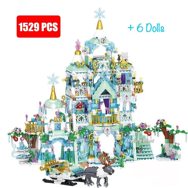Blocos de construção princesa luxo castelos gelo grande playground casa bonecas tijolos brinquedos para meninas diy presentes educativos 1151