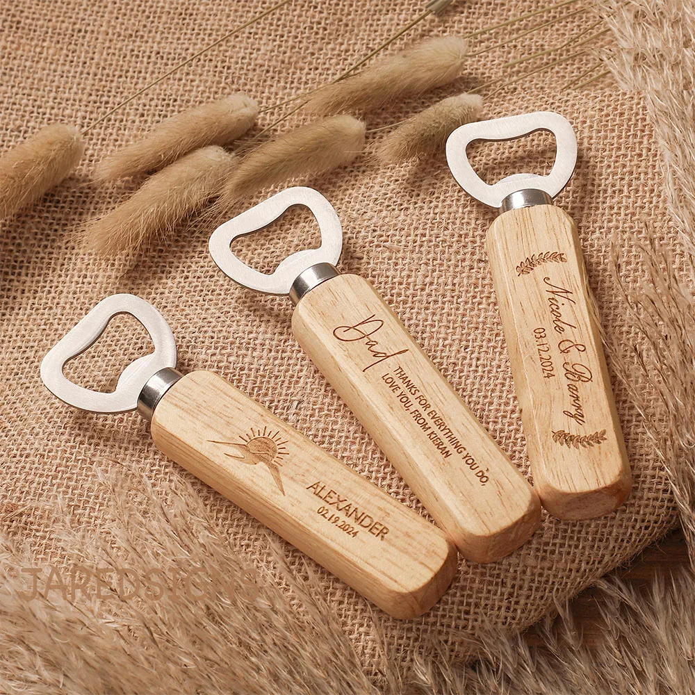 Personalized Engraved Wood Bottle Openers Wedding Party Souvenir Fathers Day Anniversary Gift Idea Wedding Favour Gift For Him