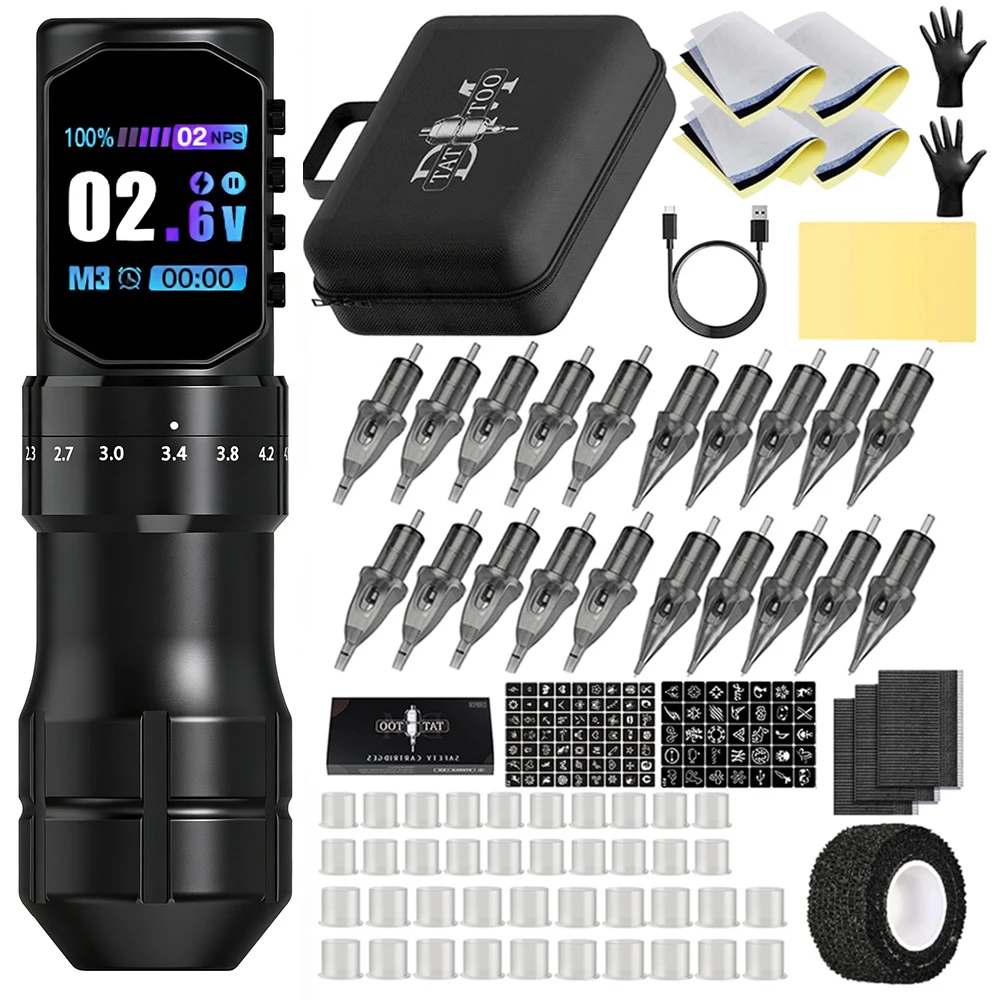 

Tattoo Kit Professional Tattoo Pen Kit For Permanent Makeup Tattoo Machine Kit Wireless Power Supply Tattoo Gun Kit